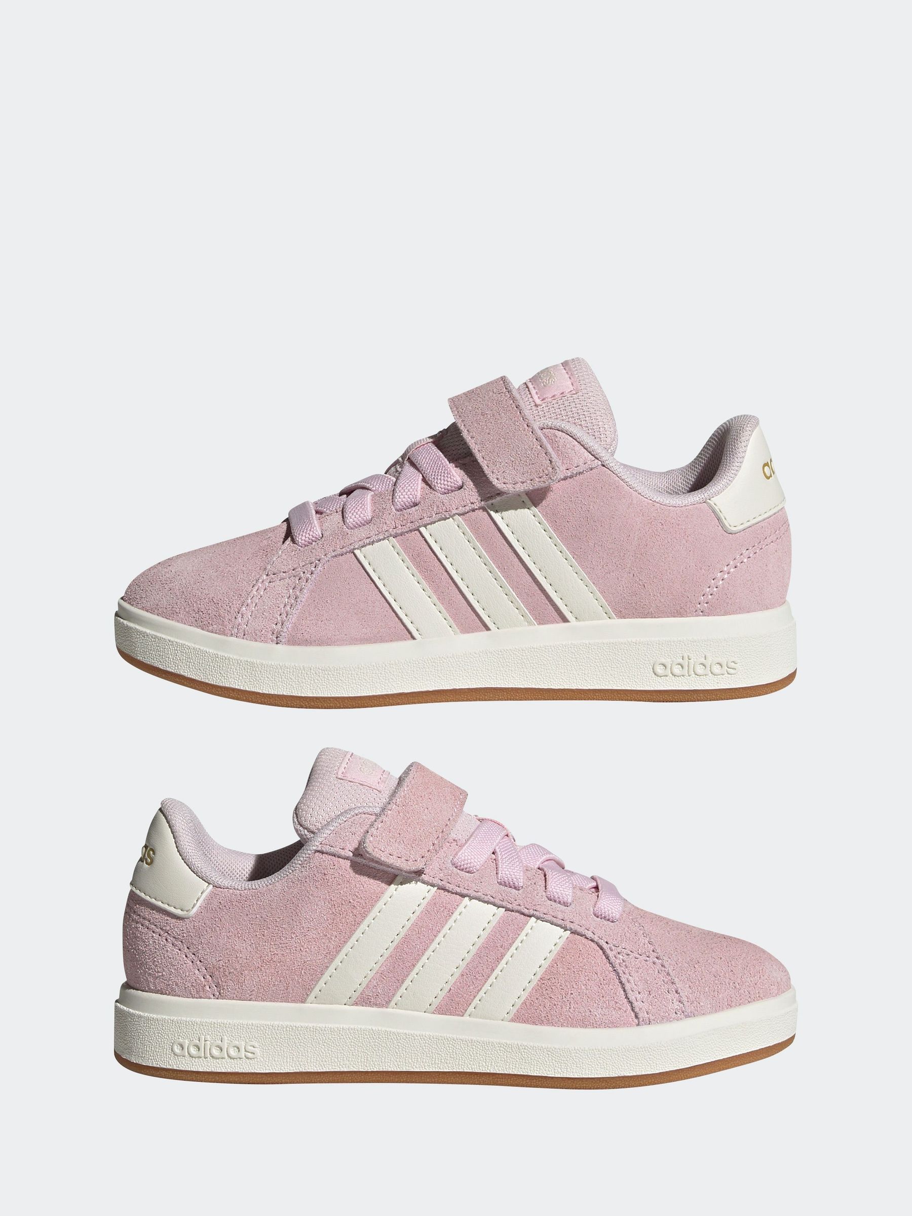 Roze - adidas Grand Court 00suède kindersneakers met elastische veters