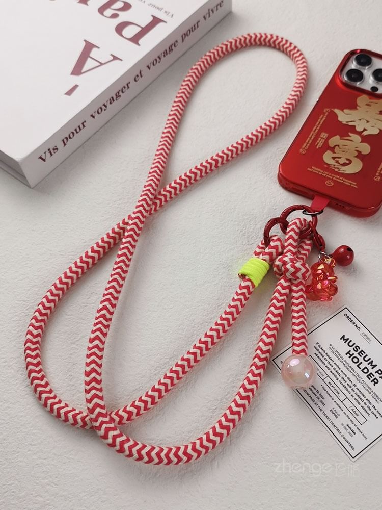 Edgin - Telefoonkoord met imitatieparels / imitatiekristallen bedel met beer / koordkussen / set