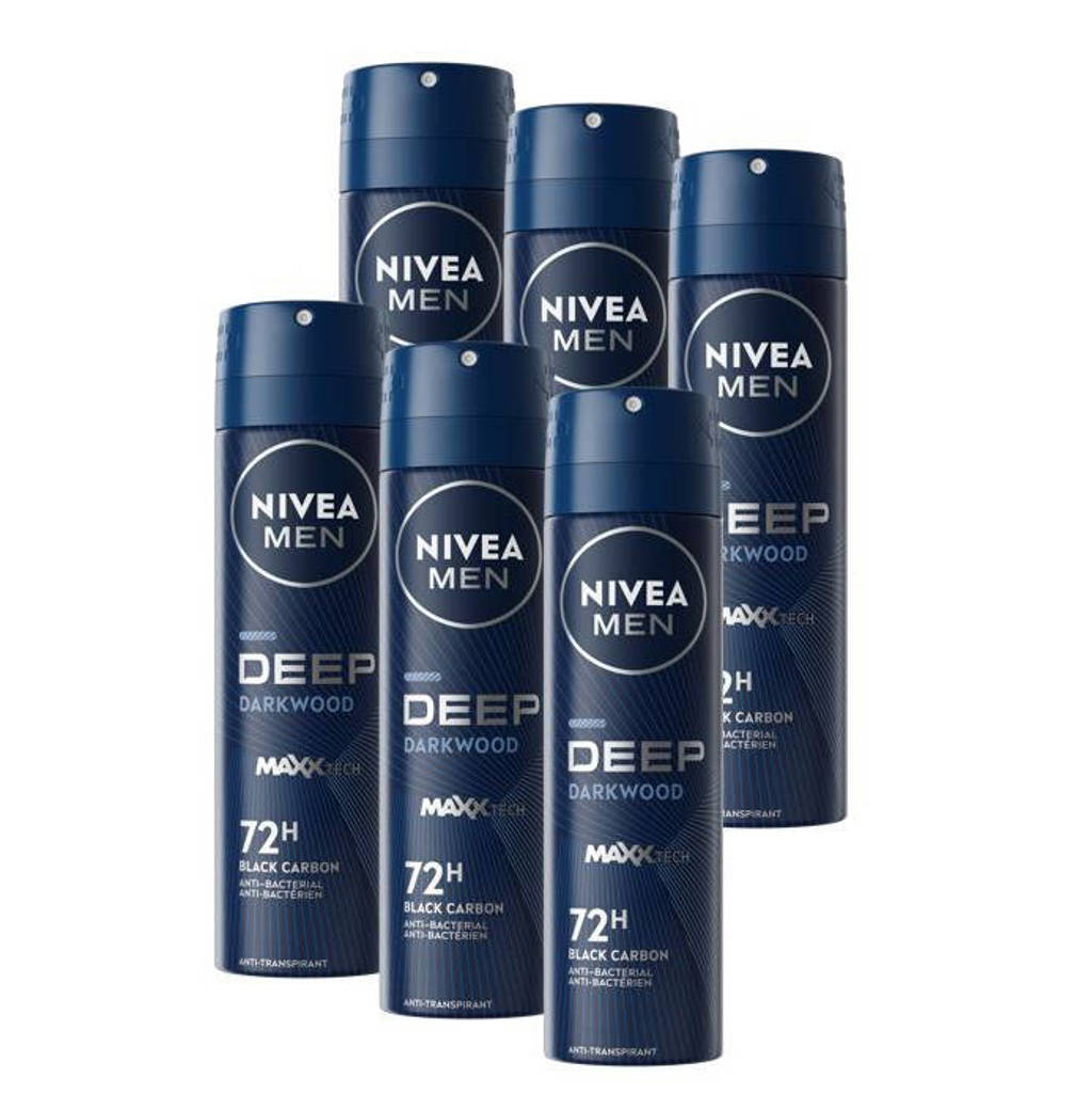 Neutrale frisse geur, doet wat het moet doen, draaidop werkt goedDeep black carbon deodorant spray - 6 x 150 ml - voordeelverpakking