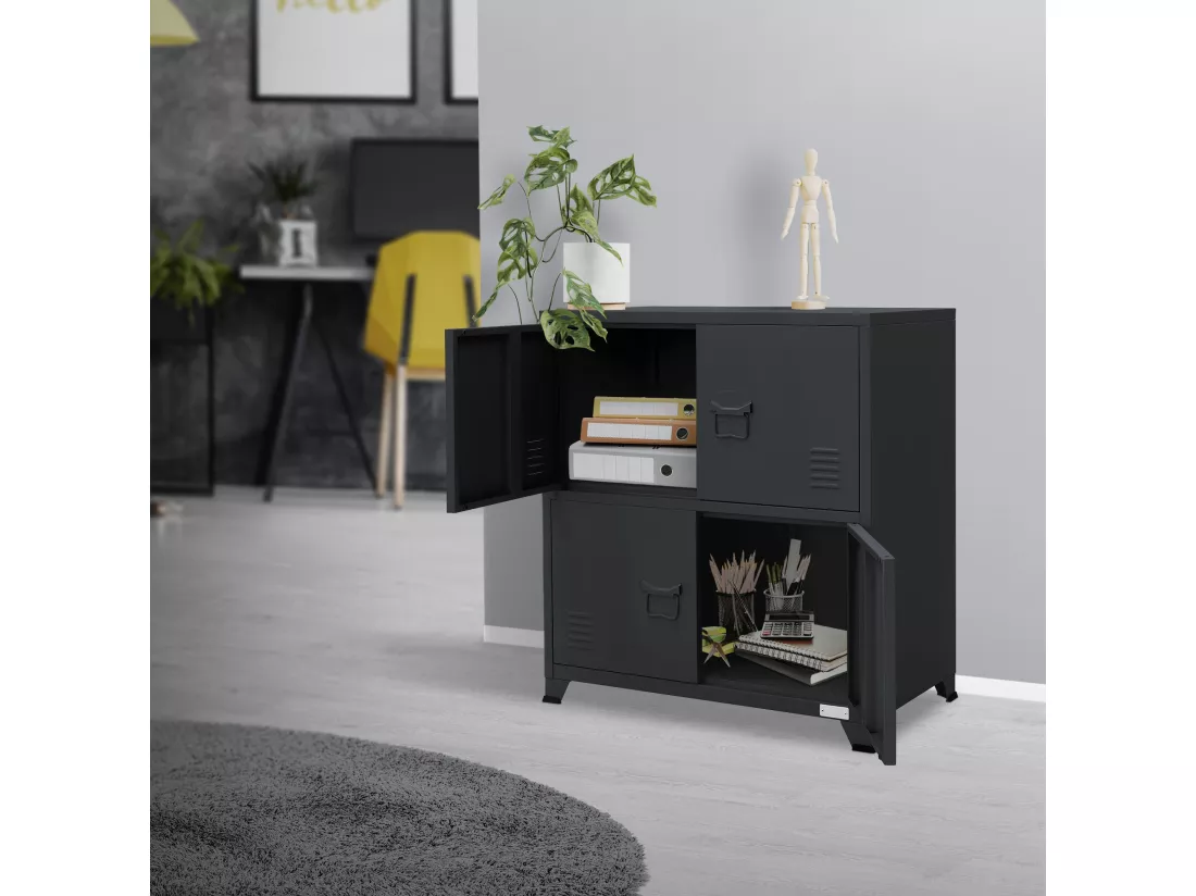 Armoire de bureau Armoire à dossiers en métal Armoire en acier avec étagères 75x40x80,5cm