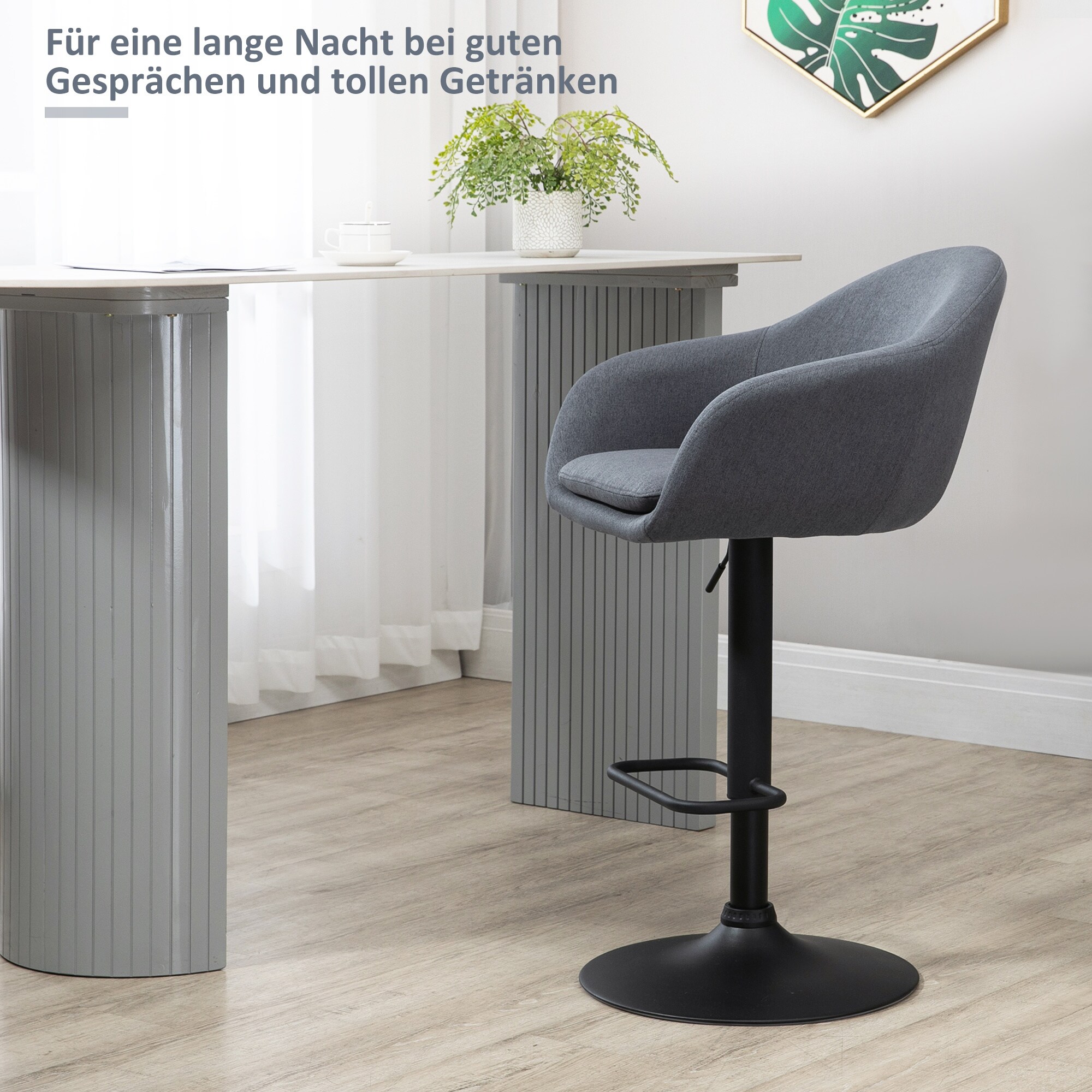 HOMCOM Barhocker mit Fußstütze grau 54L x 54B x 92-112H cm