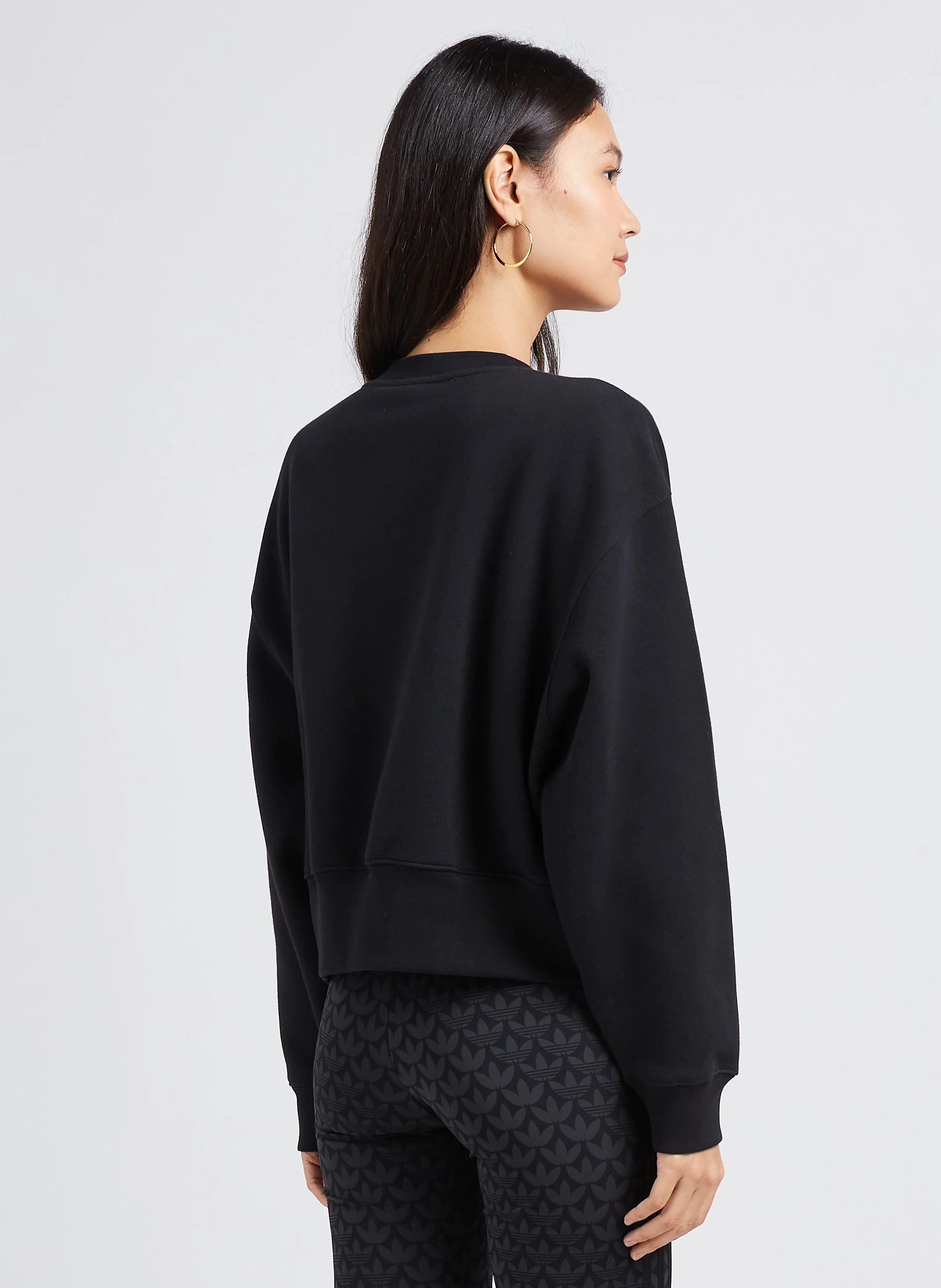 Sweat col rond en coton mélangé | Noir