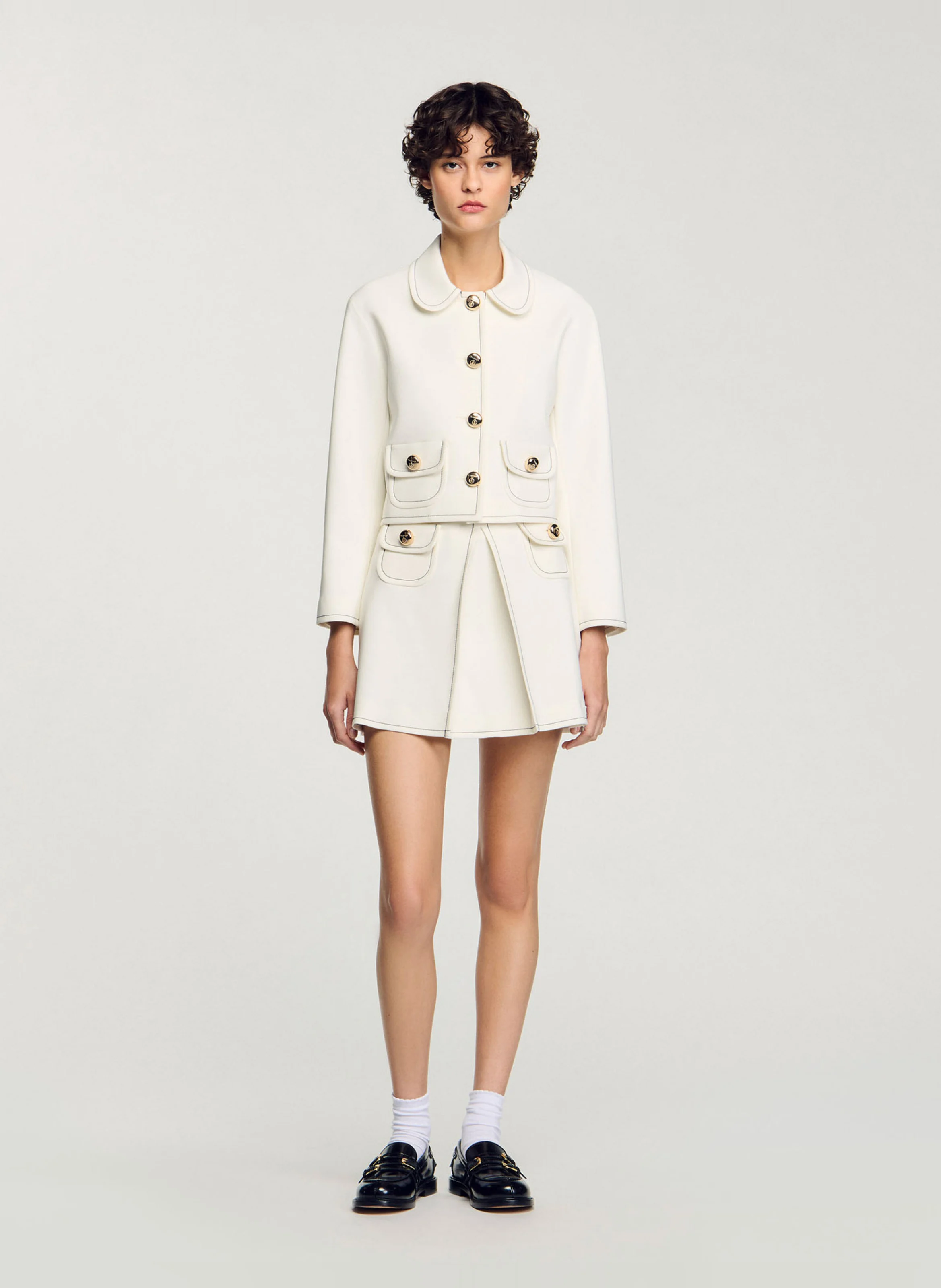 Veste droite col claudine | Blanc