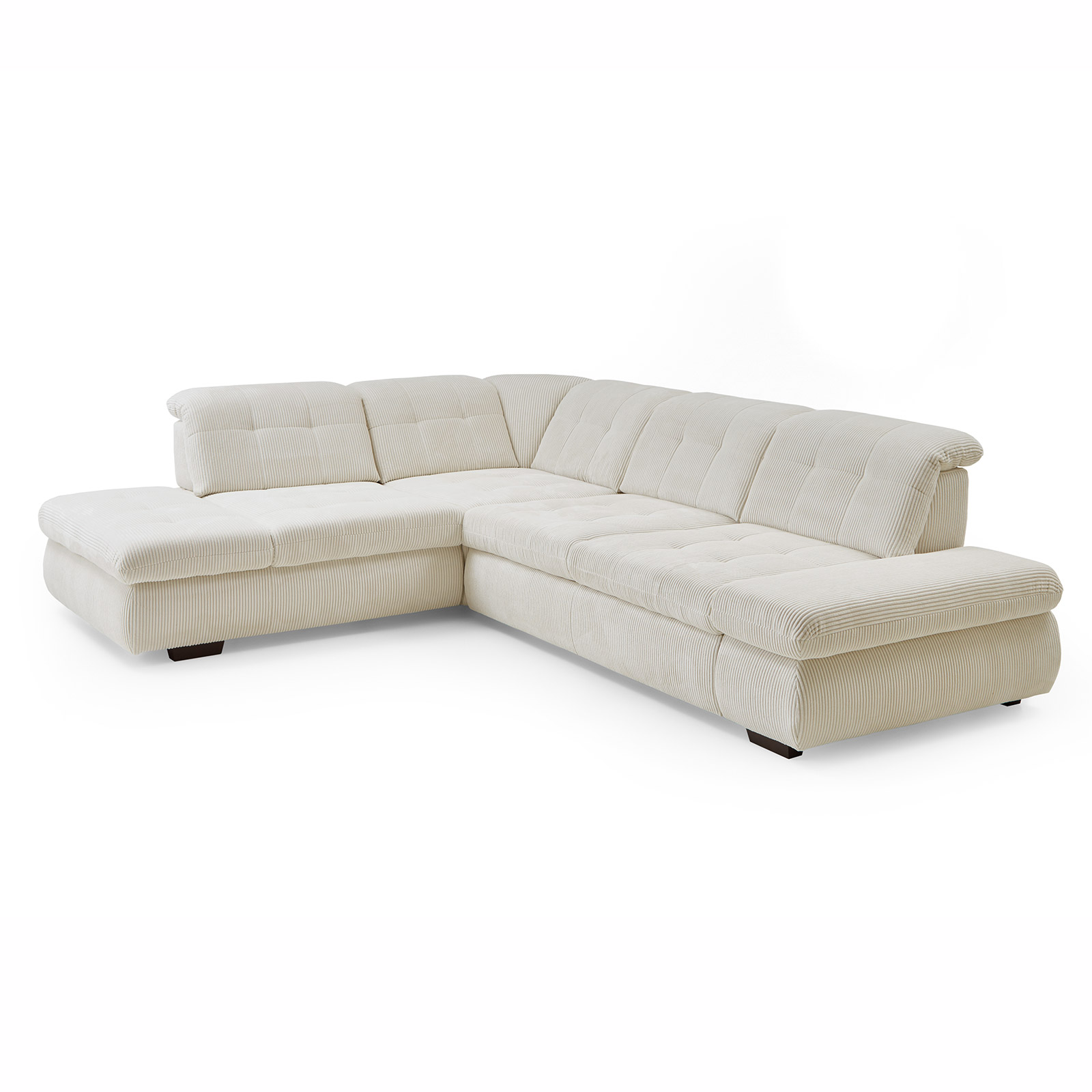polsterpower Ecksofa - Cord natur - Basismodell - Anstellhocker links