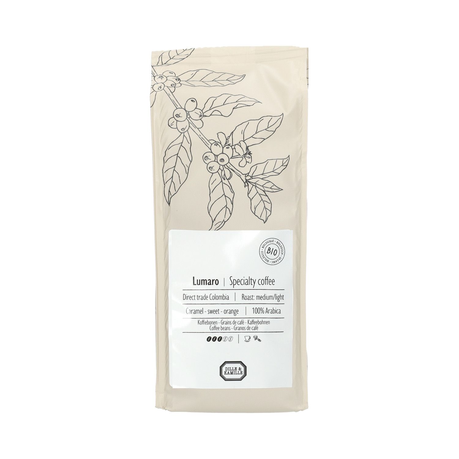 Koffiebonen, biologisch, Lumaro Colombia, 250 gram