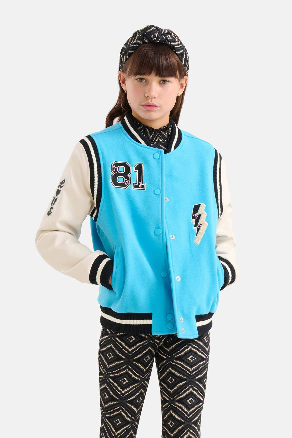 Shoeby baseball jacket felblauw/wit/zwart