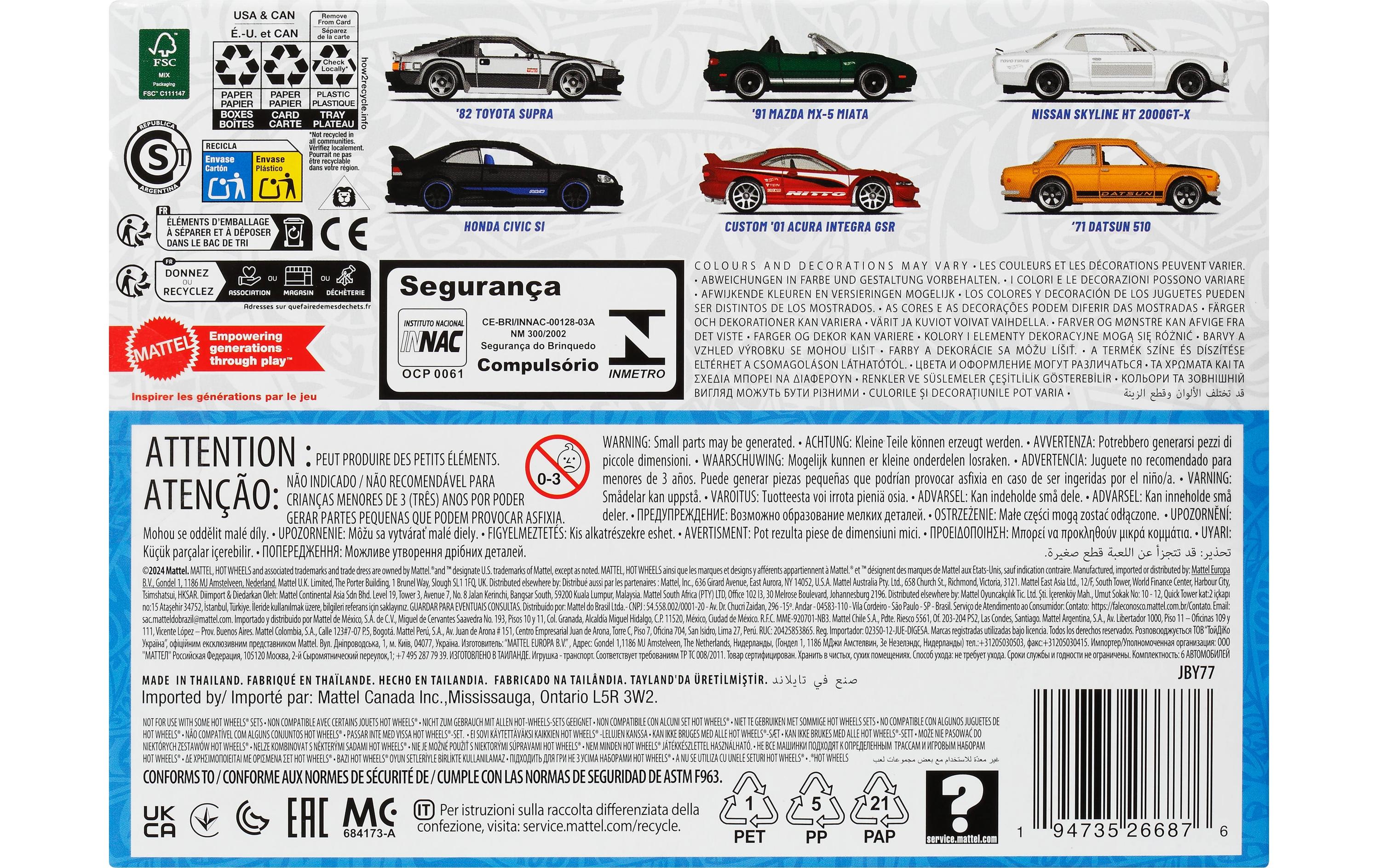 Action Cars Streets of Japan MultipackHot Wheels JBY77 Spielzeugfahrzeug