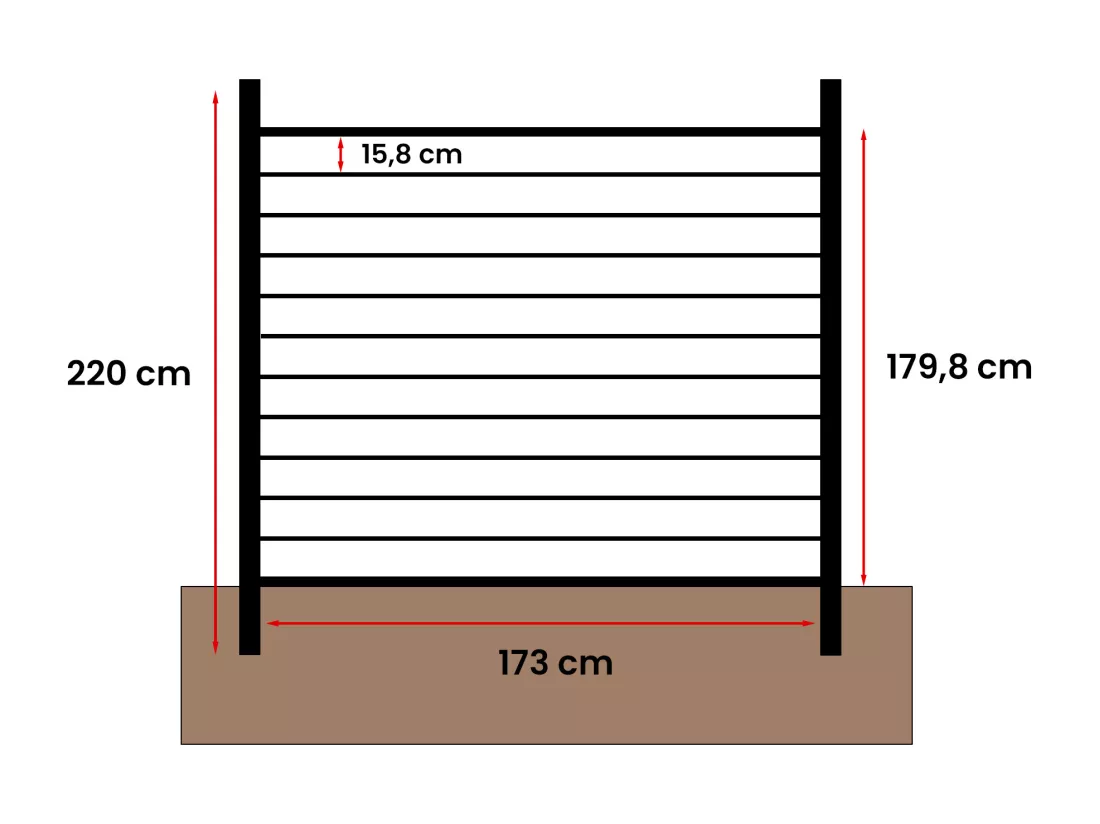Clôture à enterrer effet bois H179 cm - Kit de 11 lames en composite co-extrudé + 2 poteaux anthracite - PALIZO