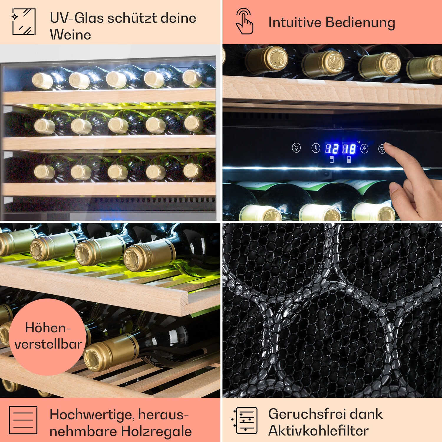 Vinsider 35D Einbau-Weinkühlschrank 128 Liter 41 Weinflaschen 2 Zonen