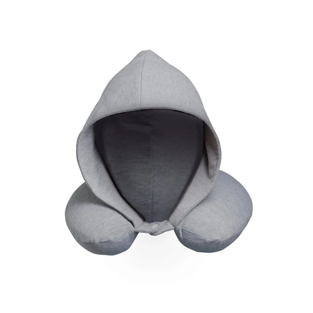 Oreiller de voyage à capuche intégrée polyester L30x26cm - 3 coloris