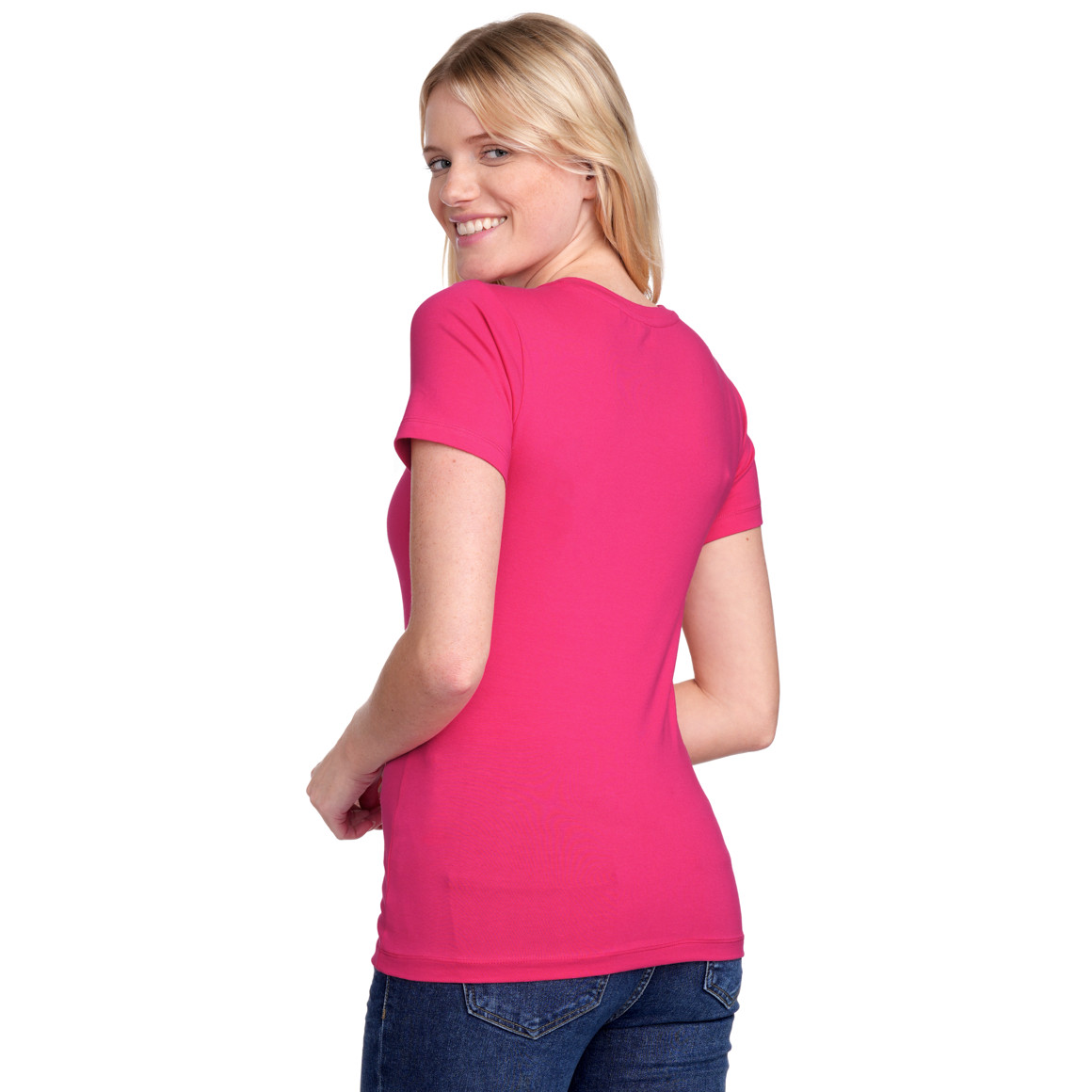 Gina Benotti Damen T-Shirt im Basic-Look pink