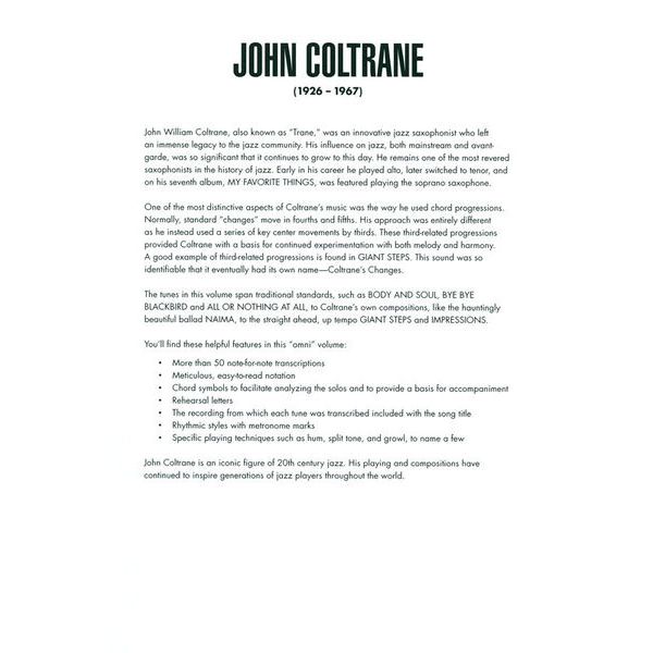 Hal Leonard John Coltrane: Omnibook Bb