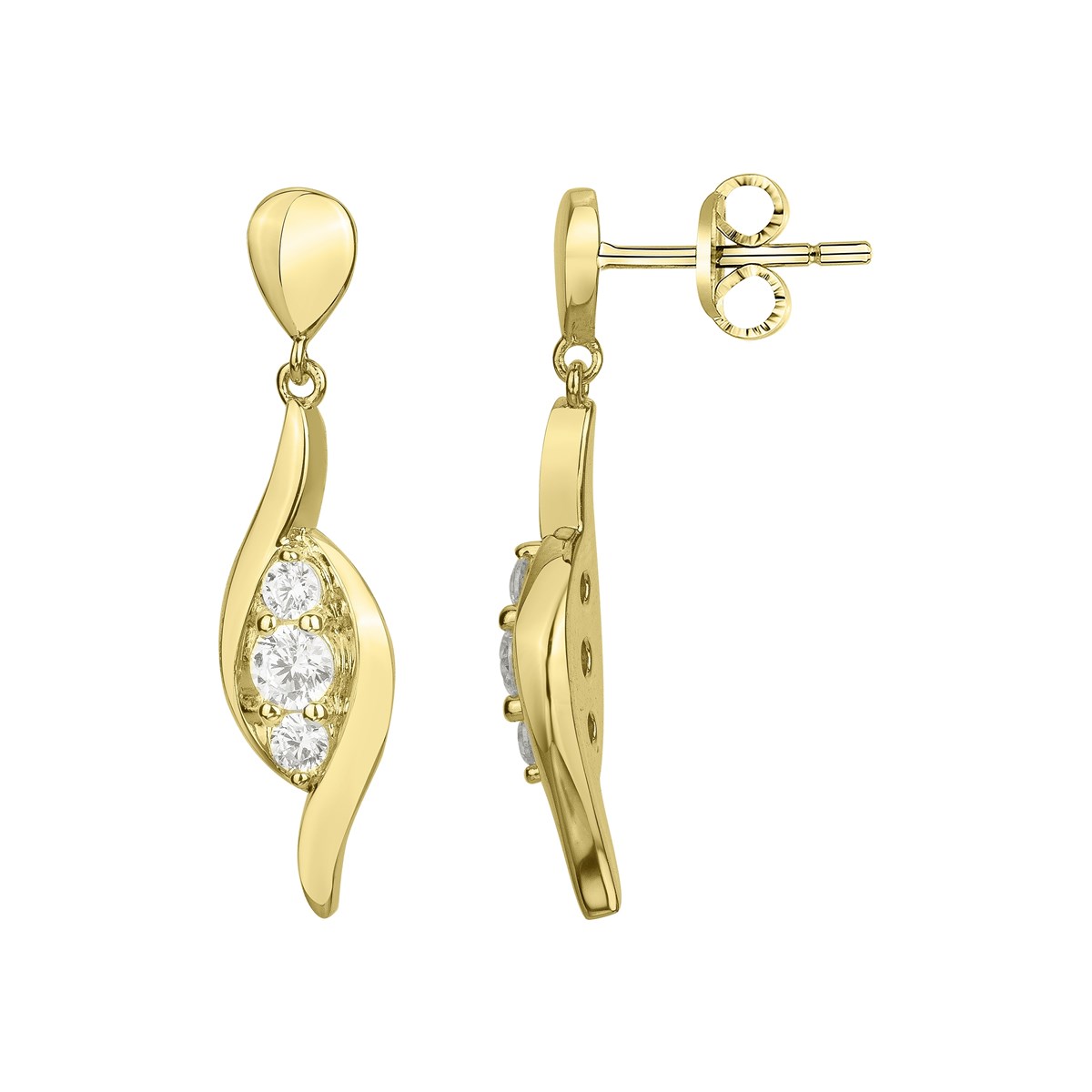 Boucles d'oreilles pendantes en Plaqué Or avec oxyde de zirconium blanc