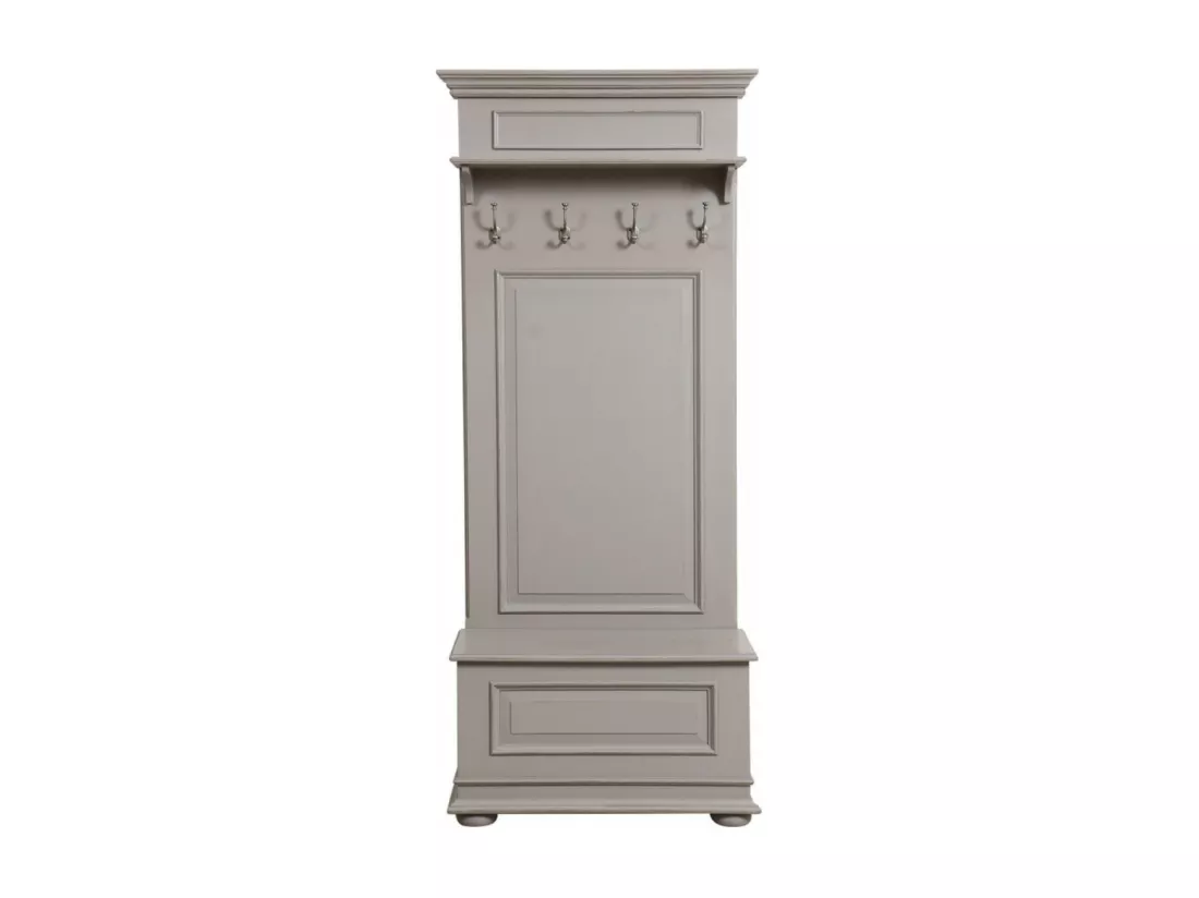 Meuble d'entrée avec banc coffre1 place et 4 patères MDF Blanc - Harmonie Interior's