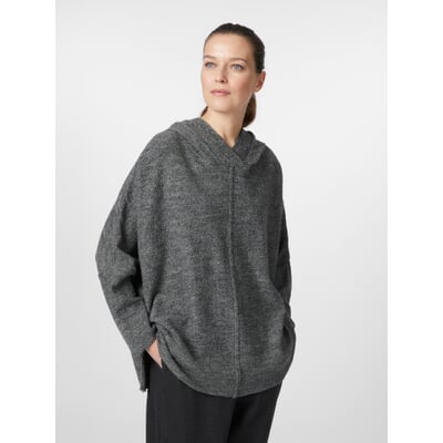 Damen-Strick-Hoodie, Graumeliert