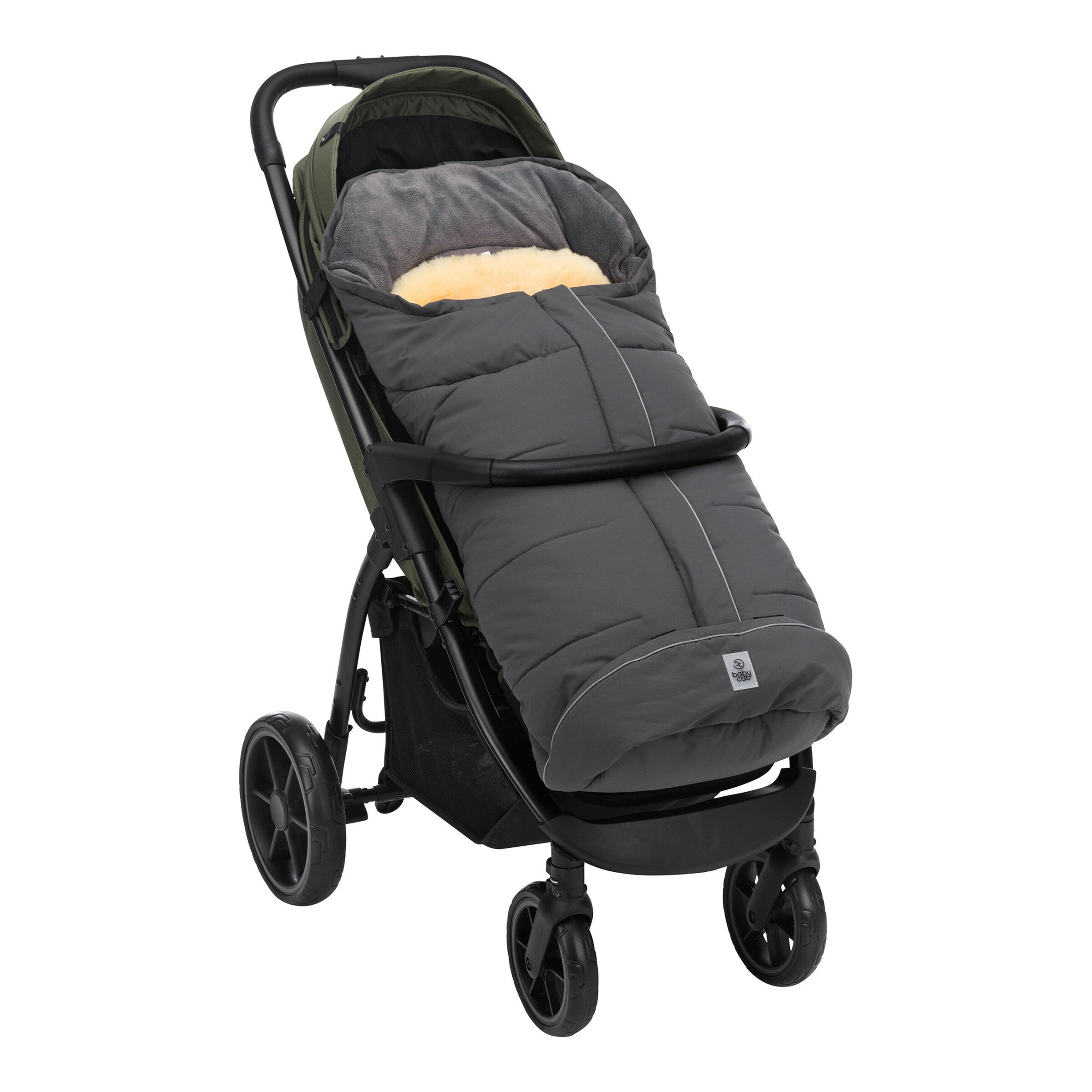 babycab Lammfell-Fußsack Inari für Kinderwagen, Buggy grau