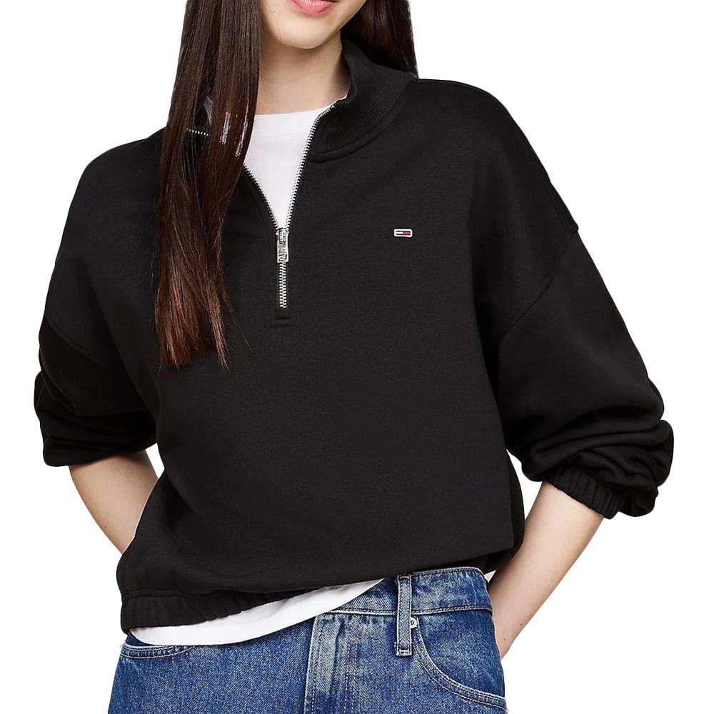 Tommy Hilfiger Sweat 1/4 Zip Noir Femme Tommy Hilfiger DW0DW18775