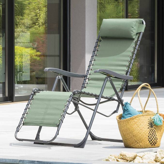 Fauteuil relax de jardin SILOS Vert olive