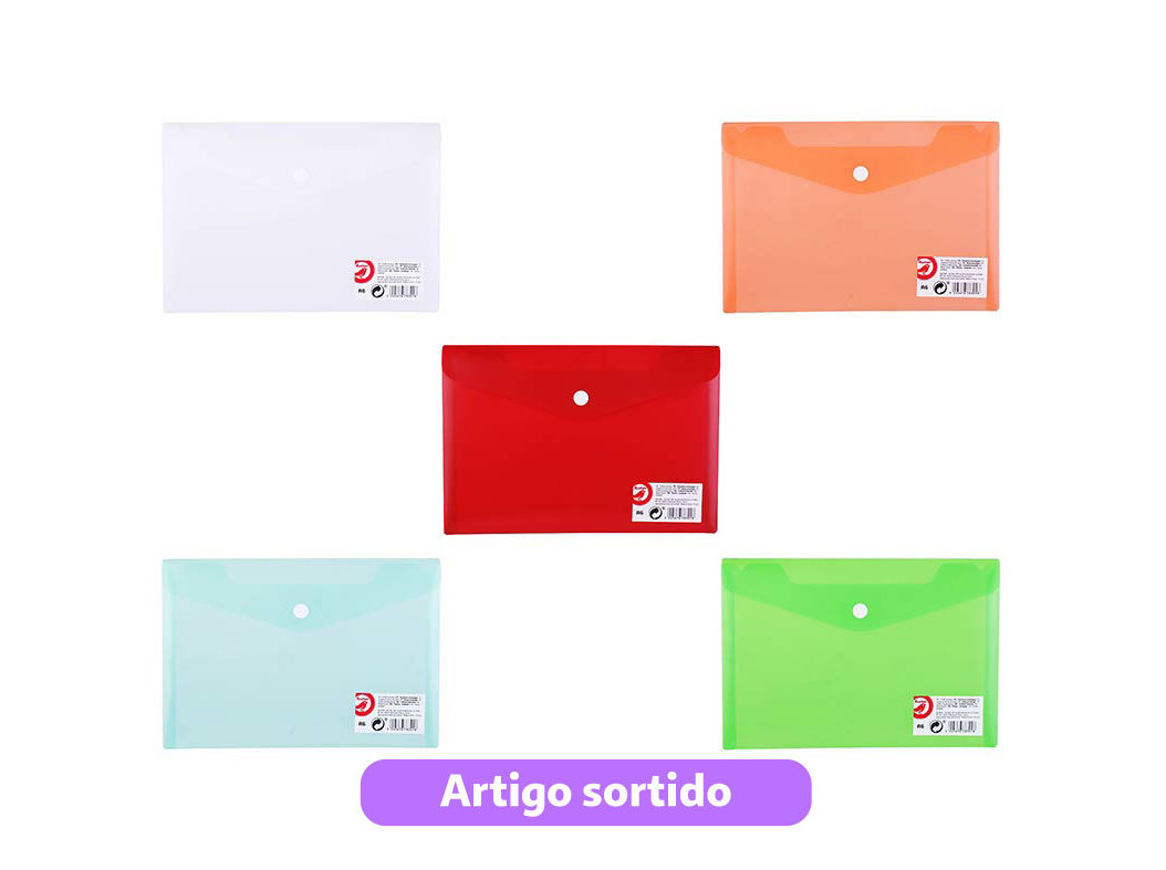 PASTA ENVELOPE AUCHAN TRANSPARENTE A6 CORES SORTIDAS