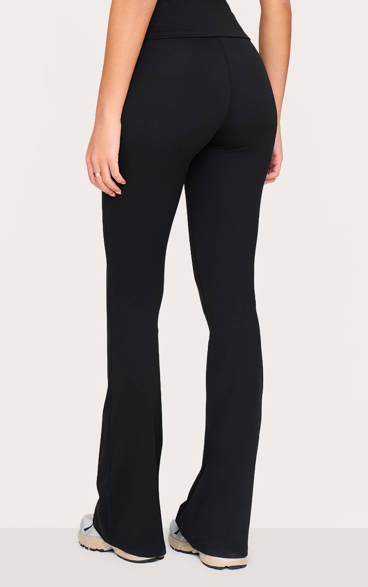 Noir Pantalon De Yoga Évasé Taille Haute Sculptant Pour Grandes Tailles