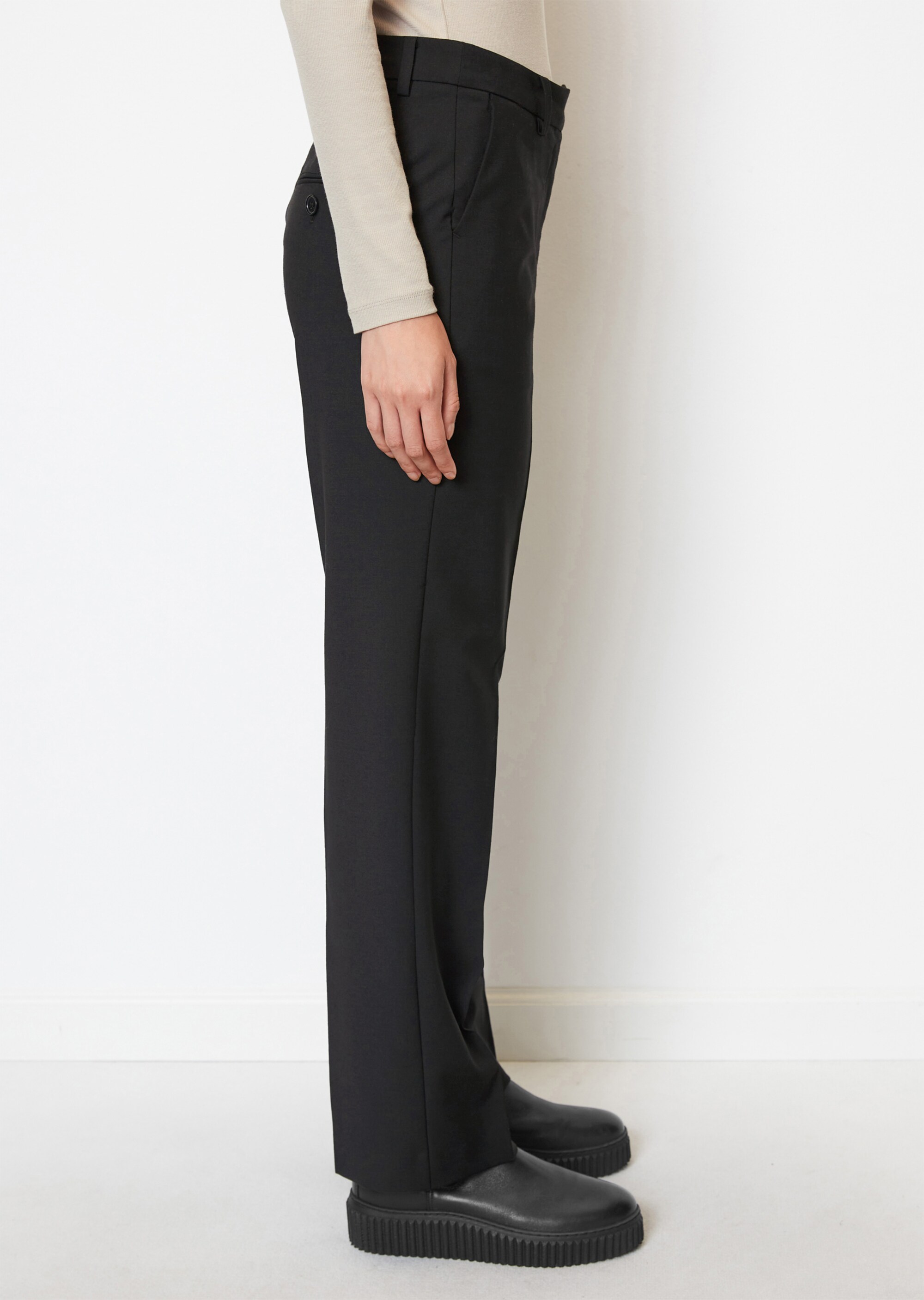 Tailored Pants mit Saum-Schlitzen aus Wolle-Mix-Stretch