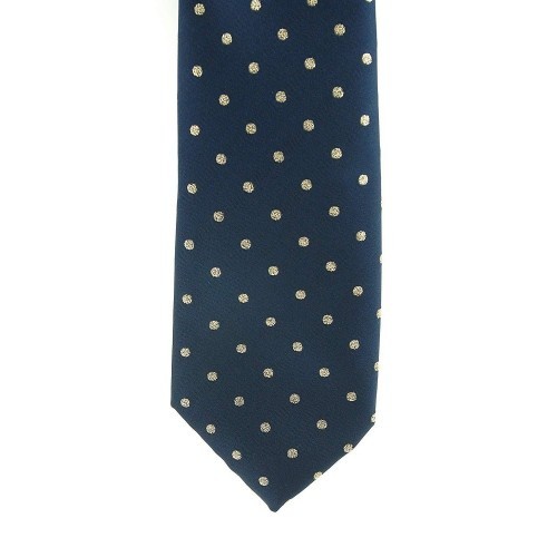 Gravata com estampa de bolinhas em lurex para competição equestre, azul marinho/dourado