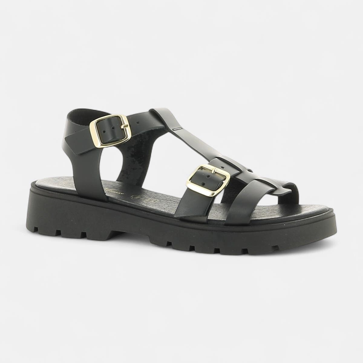 Sandales Femme en cuir noir