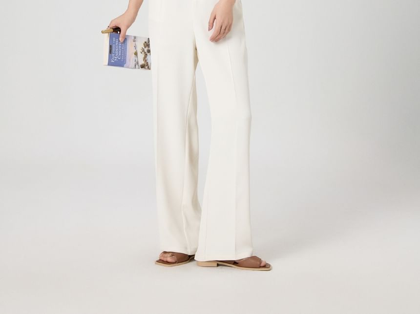 sansweet - High Rise Plain Wide Leg Broek