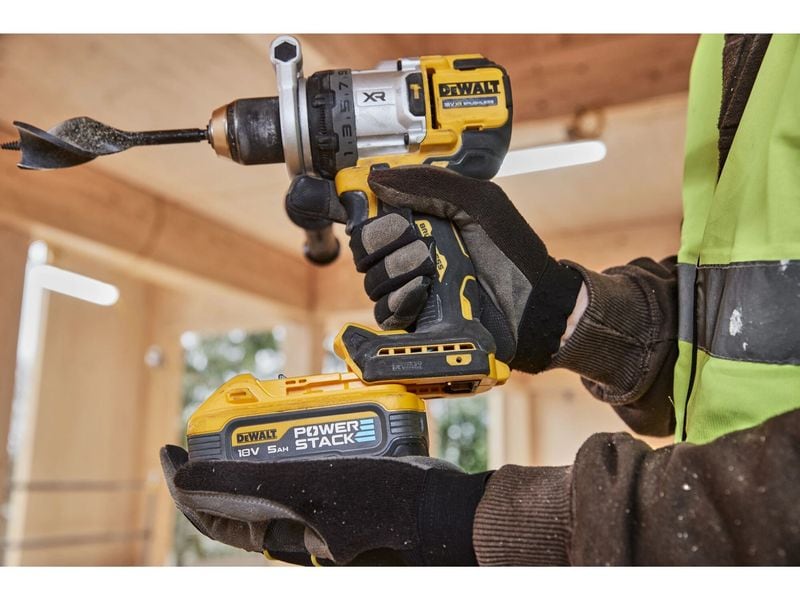 DEWALT Akku-Schlagbohrschrauber 18 V DCD1007NT-XJ Ohne Akku Akku-Schlagbohrschrauber mit 3 Gängen und Powerstack-Akku-Technologie