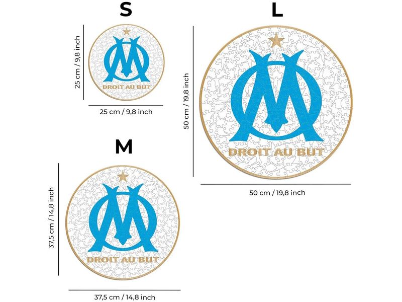 Iconic Puzzle Olympique Marseille – Logo Offizielles Holzpuzzle, Grösse M