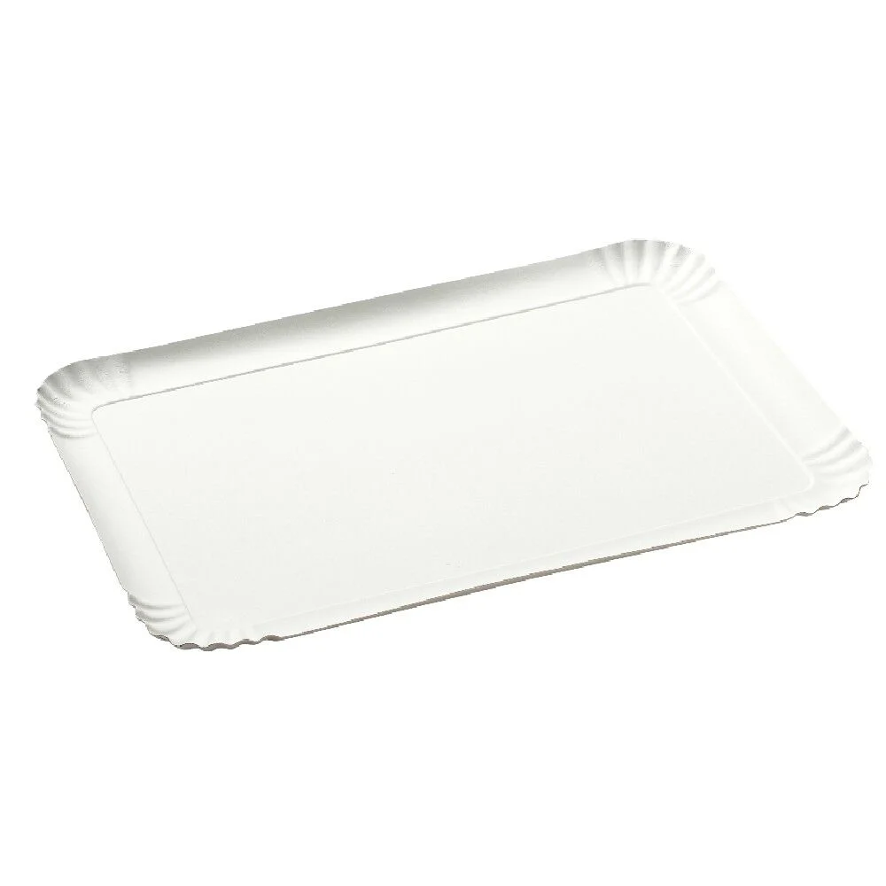 Plateau rectangulaire blanc en carton x3
