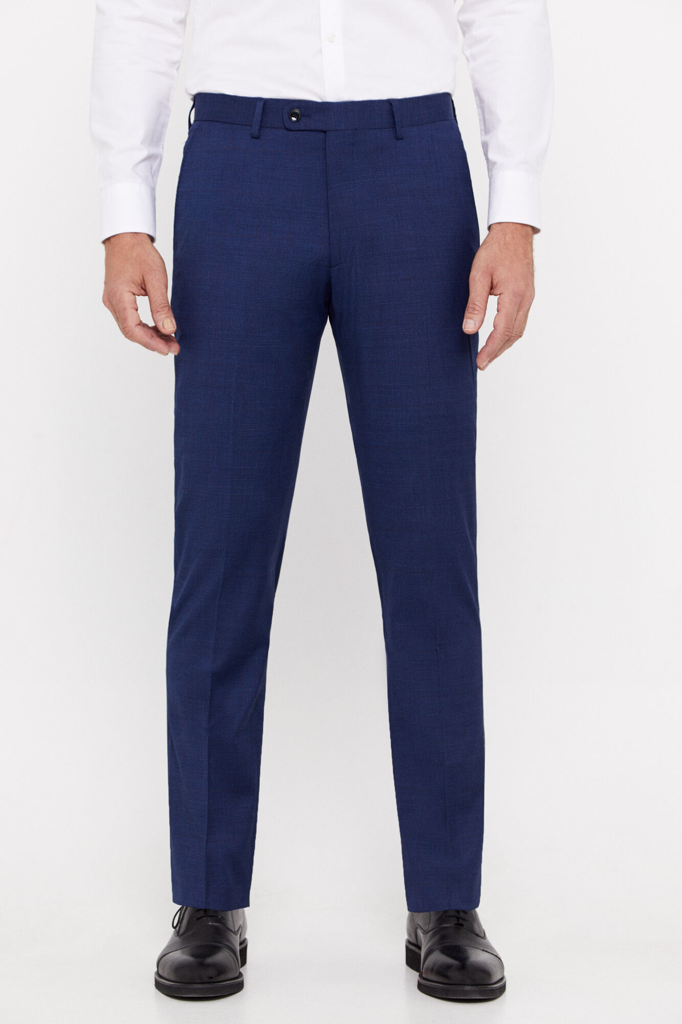 Calça xadrez slim - Azul