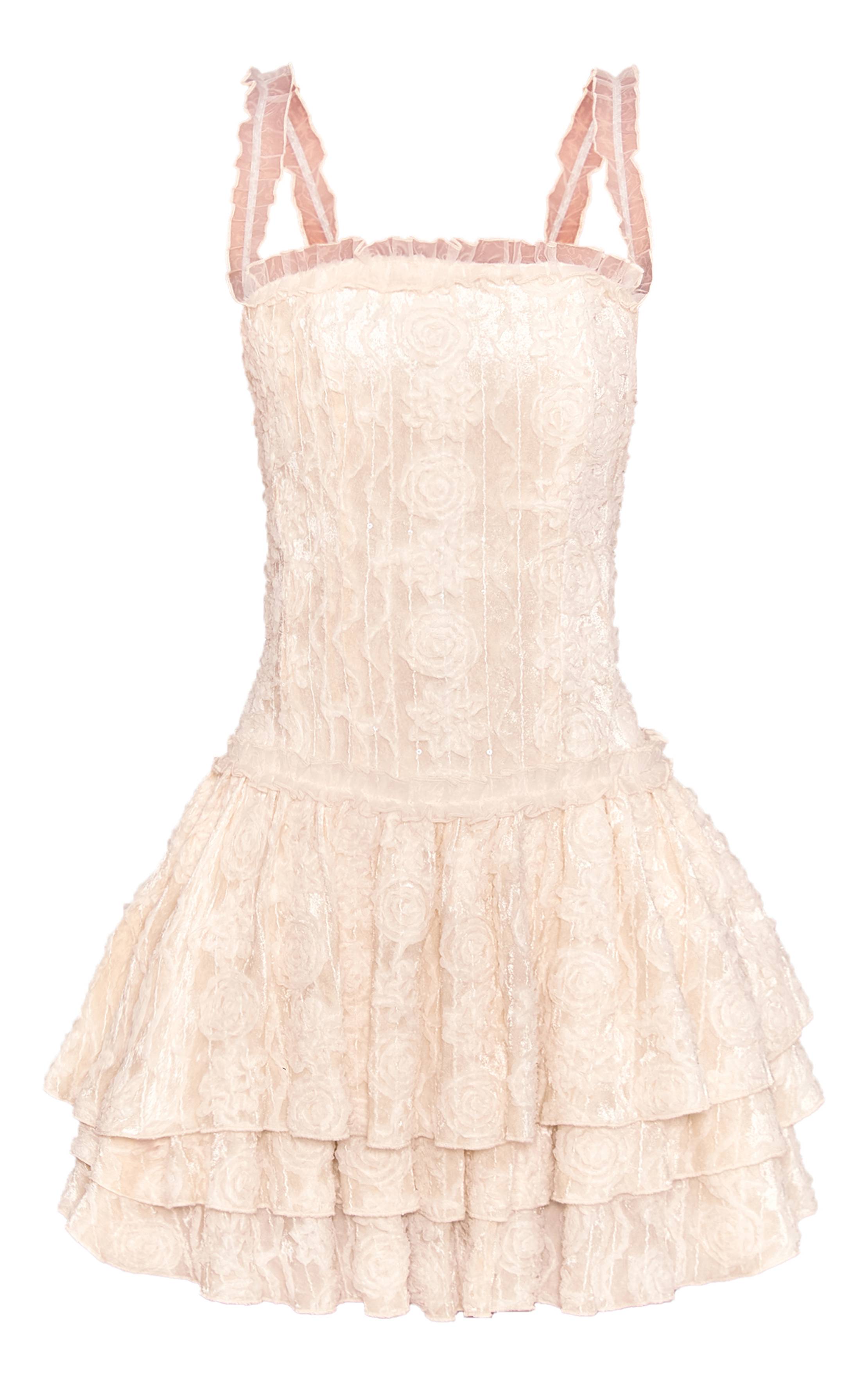 Crème Robe Moulante Bardot En Dentelle Dévorée