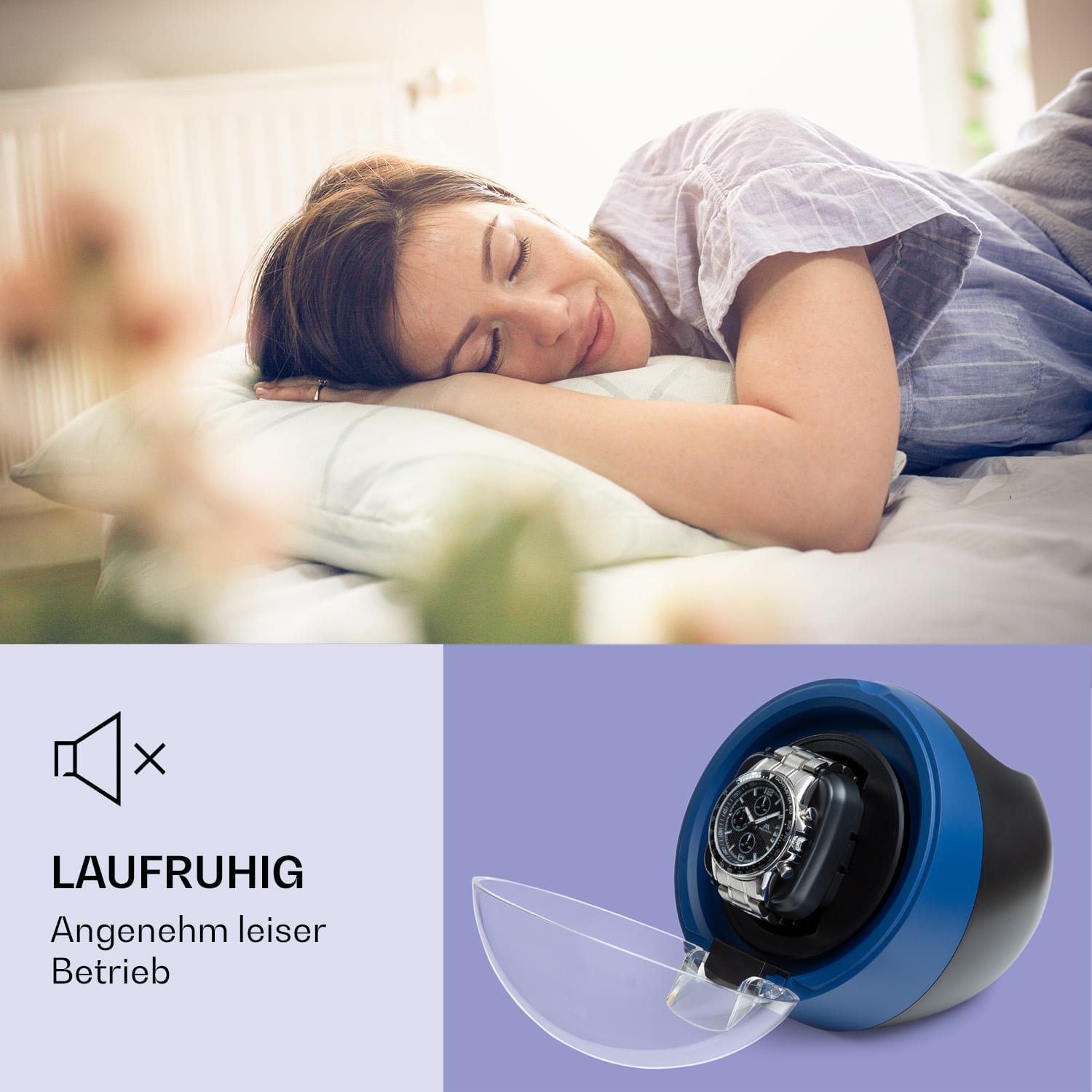 St. Gallen ll Premium Uhrenbeweger 4 Geschwindigkeiten 3 Rotationsmodi Blau