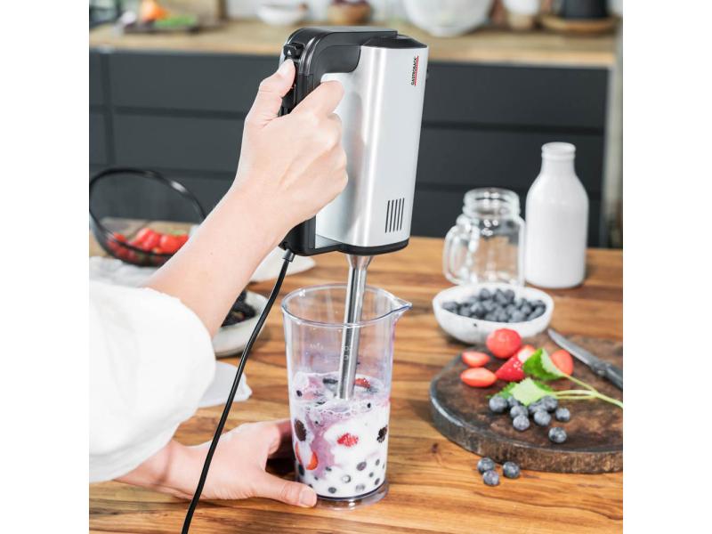 Gastroback Handmixer Pro Schwarz/Silber 3 in 1 - Handmixer, Rührstab und Schnell zerkleiner