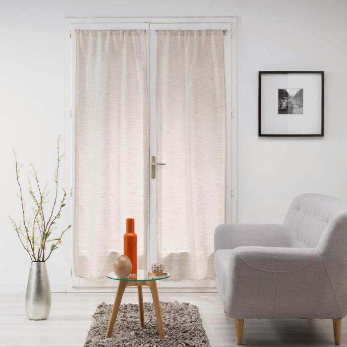 PAIRE DROITE PASSE TRINGLE 70X200CM VOILE MILZA BEIGE