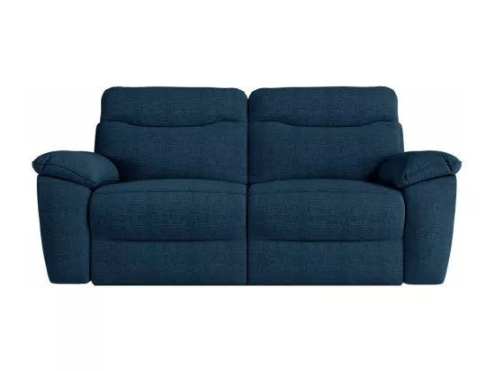 Canapé de relaxation électrique Ross 3 places en tissu texturé 3D - Bleu foncé - L200 x P100 x H102cm - Loungitude