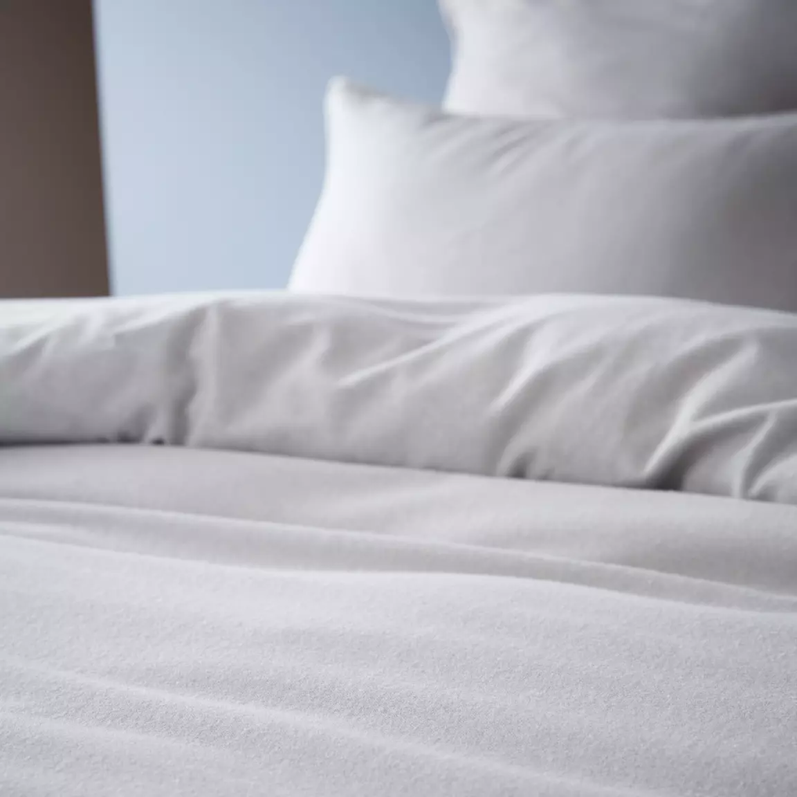 Housse de couette flanelle de coton (140 x 200 cm) Théa Gris clair
