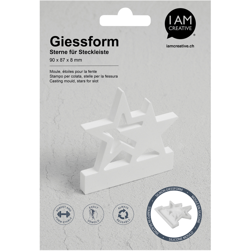 I AM CREATIVE Silikon Giessform Sterne, formstabil, transparent