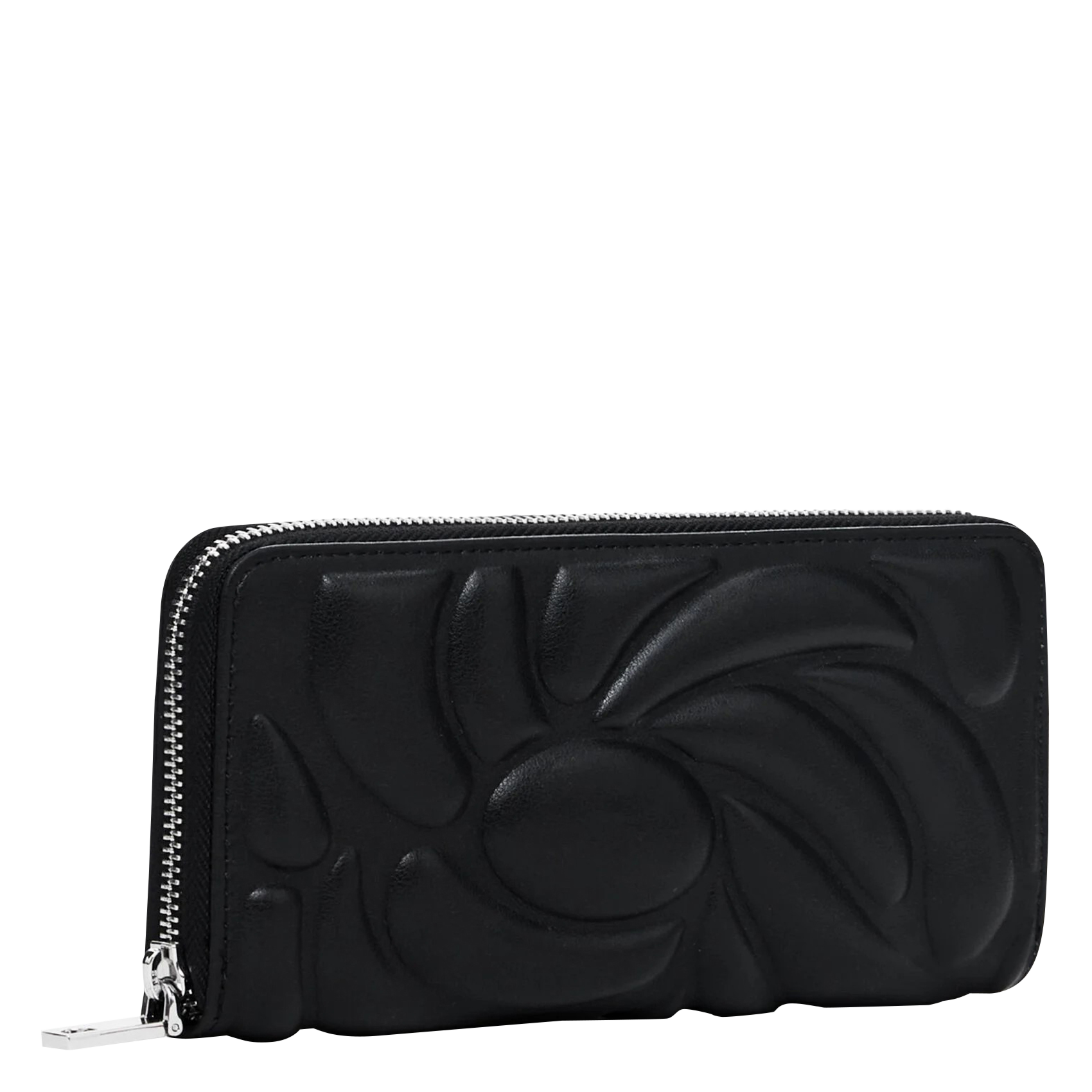 Portefeuille à relief géométrique floral | Noir