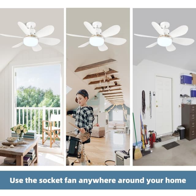 30W Loftsventilator E27 lampe 3 farve lys med fjernbetjening
