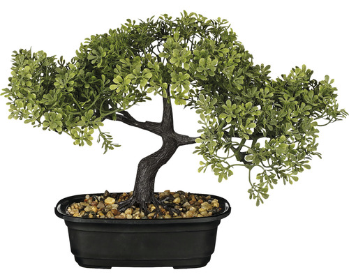 Kunstmatige bonsai, mica plastic, 26 cm hoog, groen