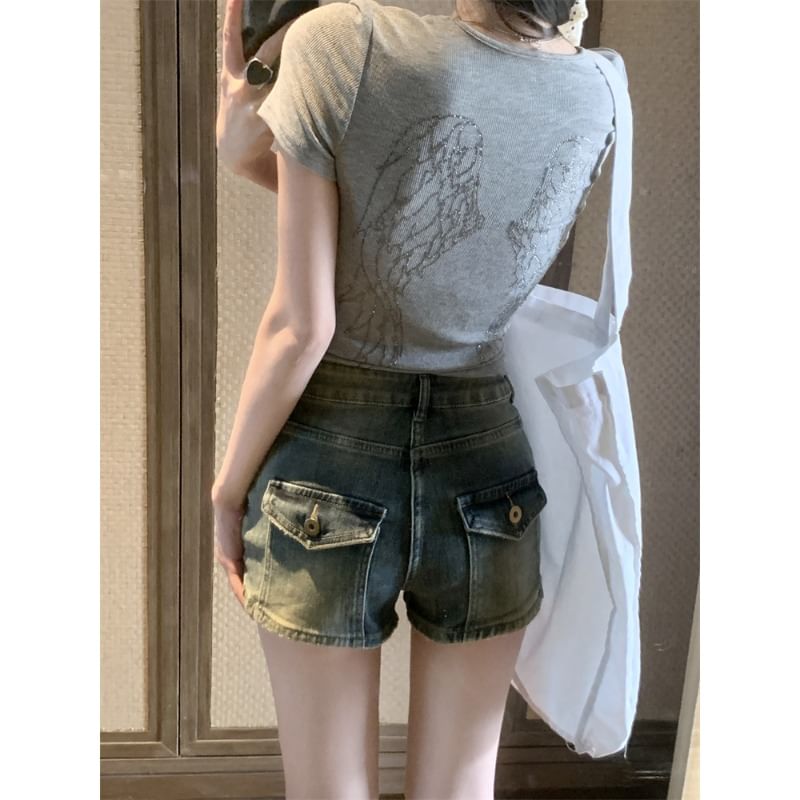 Beem - Gewassen denim shorts met hoge taille