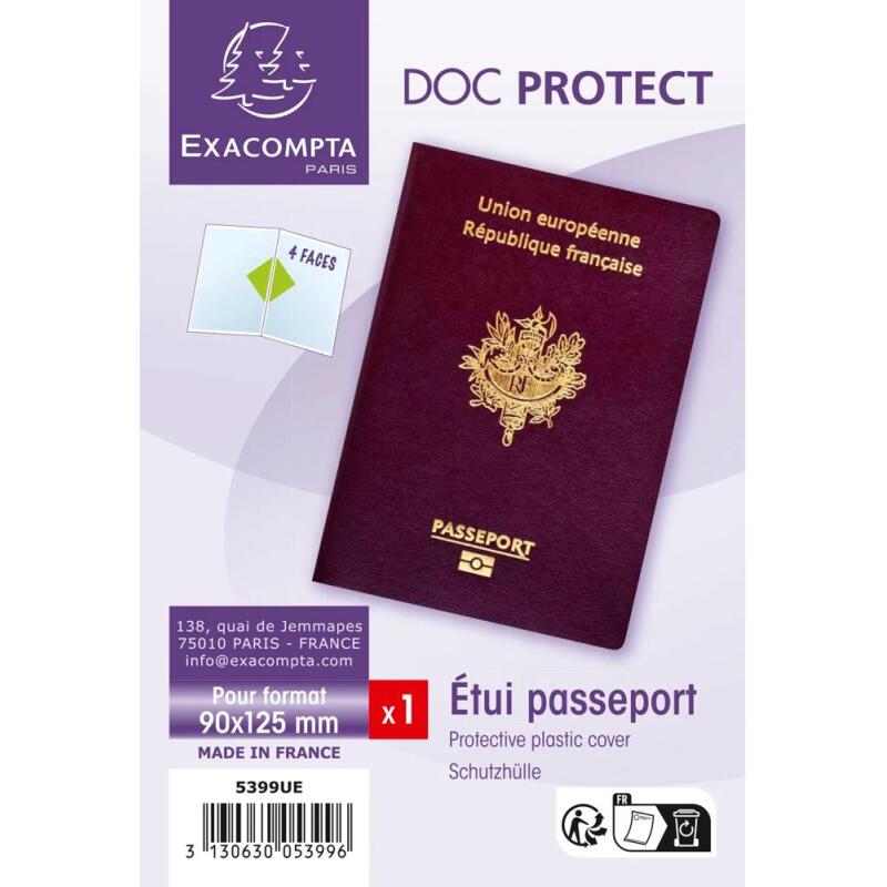 Etui de protection pour passeport 2 volets PVC lisse 20/100e - Cristal