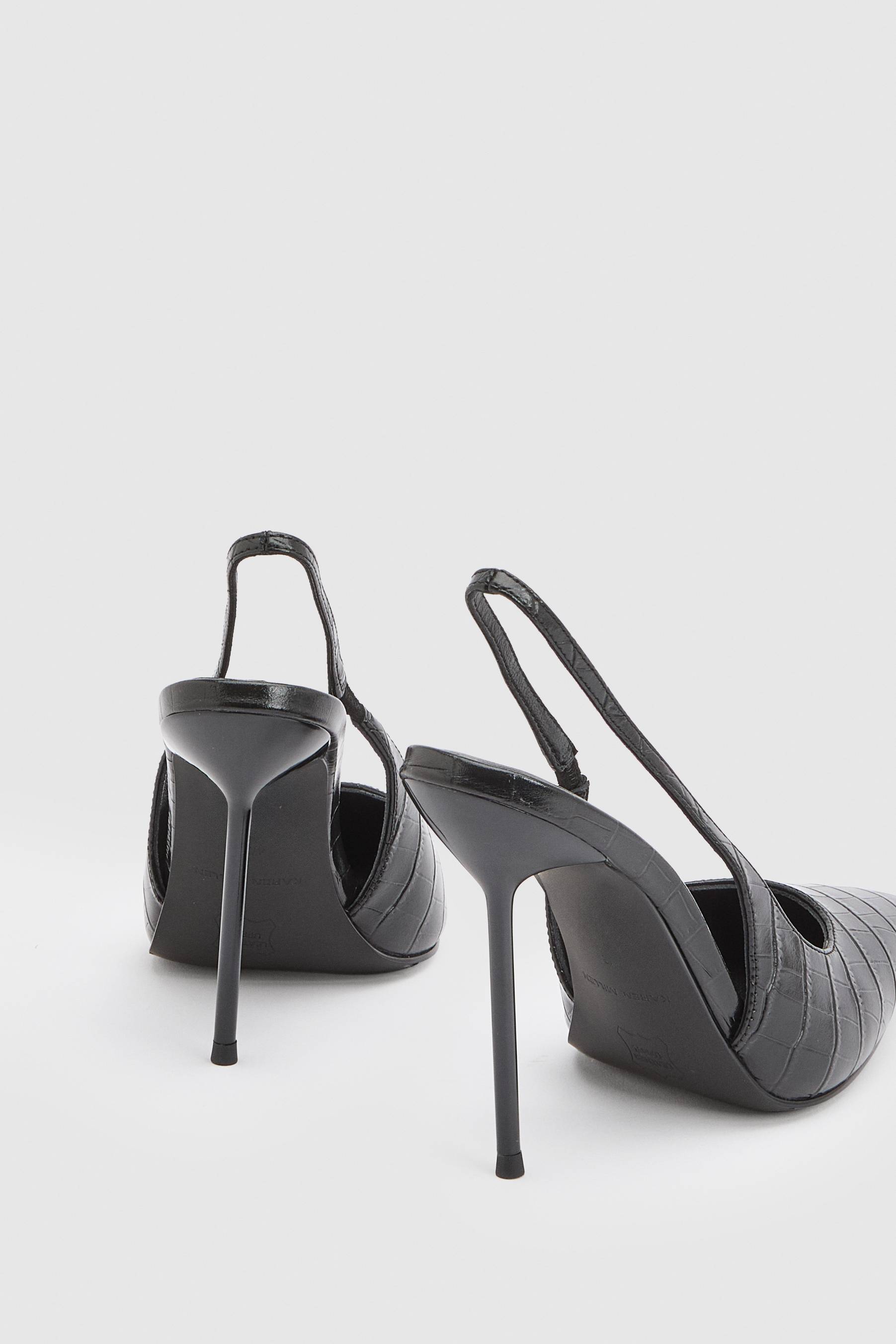KarenMillen Escarpin À Bride Arrière En Cuir Effet Croco Avec Talon
