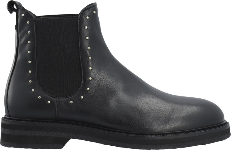 Cashott CASBETTY Chelsea Boot W. Rivets Leather Black