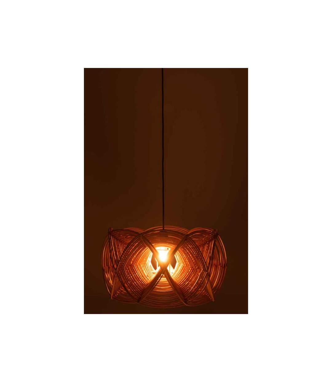 Paris Prix - Abat-jour Suspendu En Rotin vagues 50cm Beige