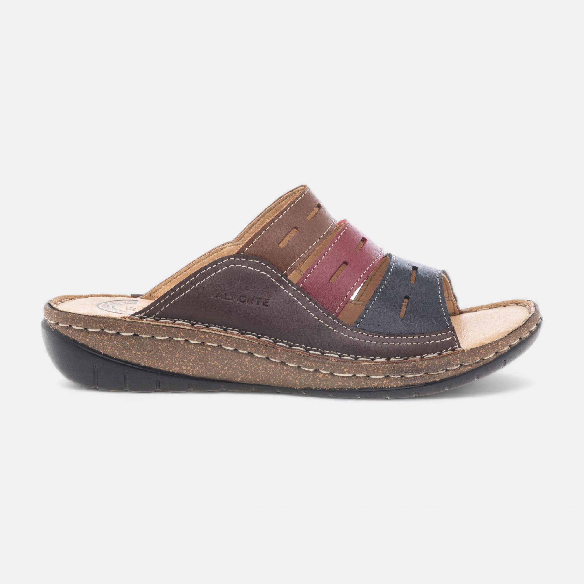 Nu-pieds confort Femme en cuir multicolore