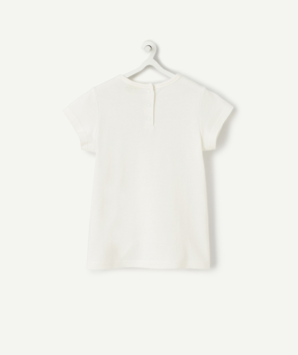 T-SHIRT BÉBÉ FILLE EN COTON BIOLOGIQUE BLANC AVEC IMPRIMÉ COEURS