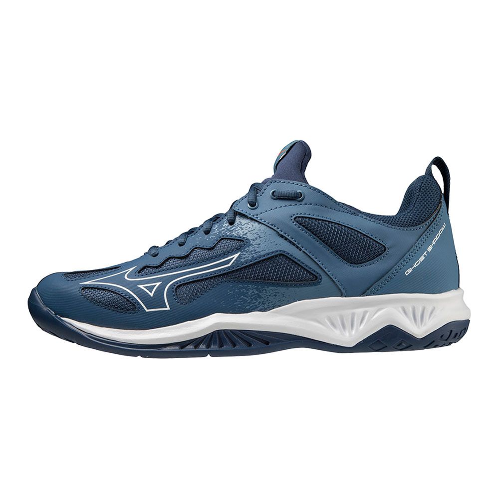Mizuno GHOST SHADOW - Chaussures volleyball Homme dark denim/white/scarlet ibis